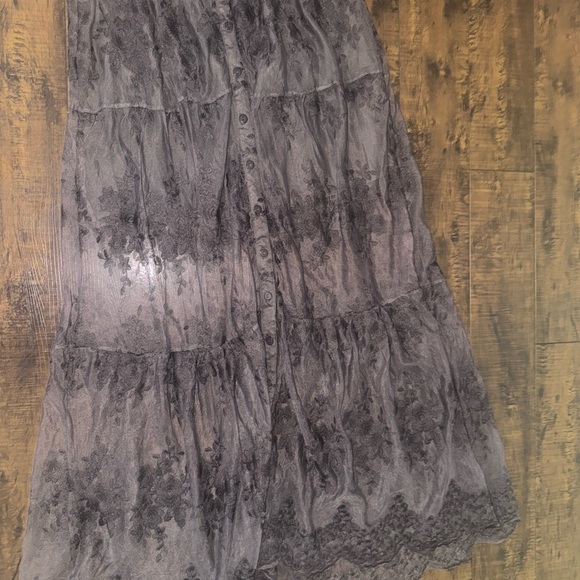 Listicle Dark Gray Lace Maxi Skirt - Picture 3 of 6